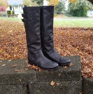 J Crew black tall leather riding boots